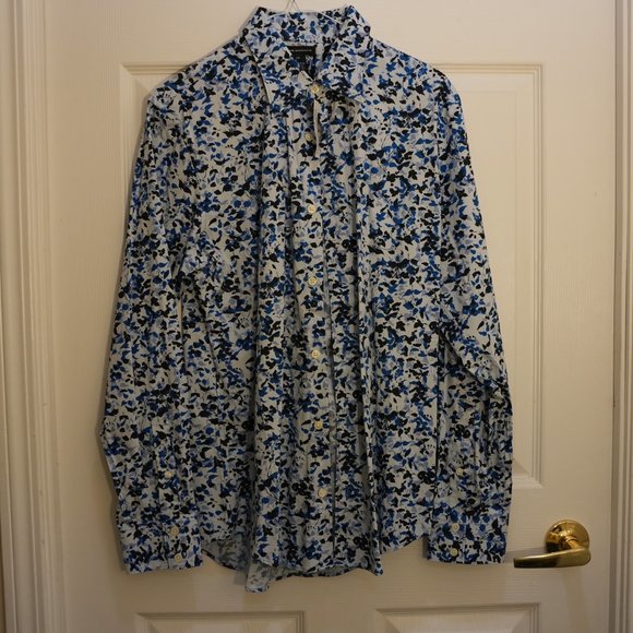 Club Monaco Mens Floral Button-Down Collared Shirt Blue White Small NEW WITH TAG - Picture 2 of 5